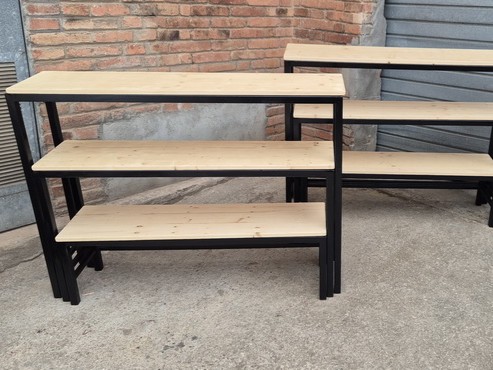 banco mesa madera auxiliar estanteria modulos 94x126x30.5 64x118x30.5 33.5x110x30 2u